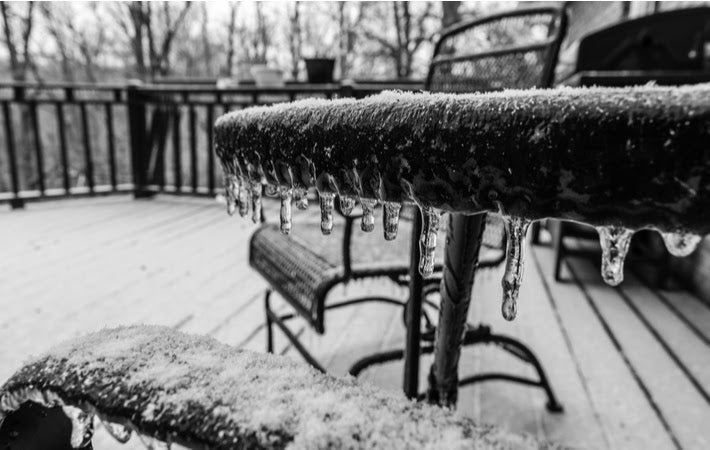 Uncovered patio furniture getting damaged from winter weather